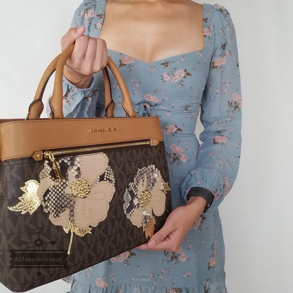 Michael Kors Hailee Medium Satchel Brown Acorn Bag - Picture 5 of 7